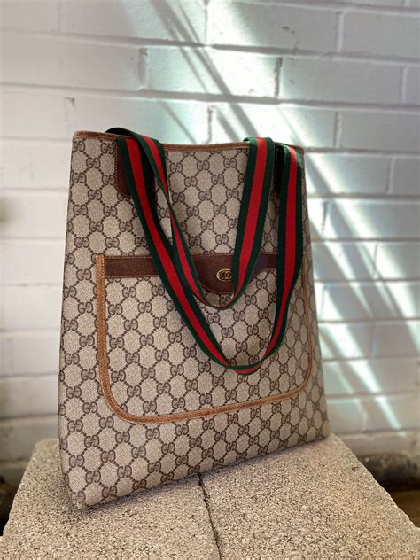 vintage gucci canvas tote|Gucci canvas bag vintage.